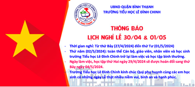 Lịch nghỉ lễ 30/4 & 01/5