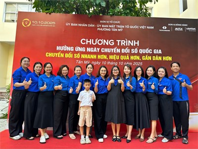 Chi đoàn Trường Tiểu học Lê Văn Tám tham dự Ngày Chuyển đổi số Quốc gia năm 2025 trên địa bàn phường Tân Mỹ