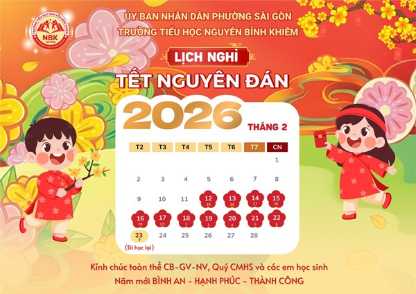 Thông báo lịch nghỉ Tết Nguyên Đán 2026