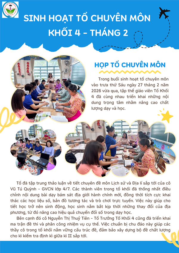 Sinh hoạt chuyên môn Khối 4 - Tháng 2
